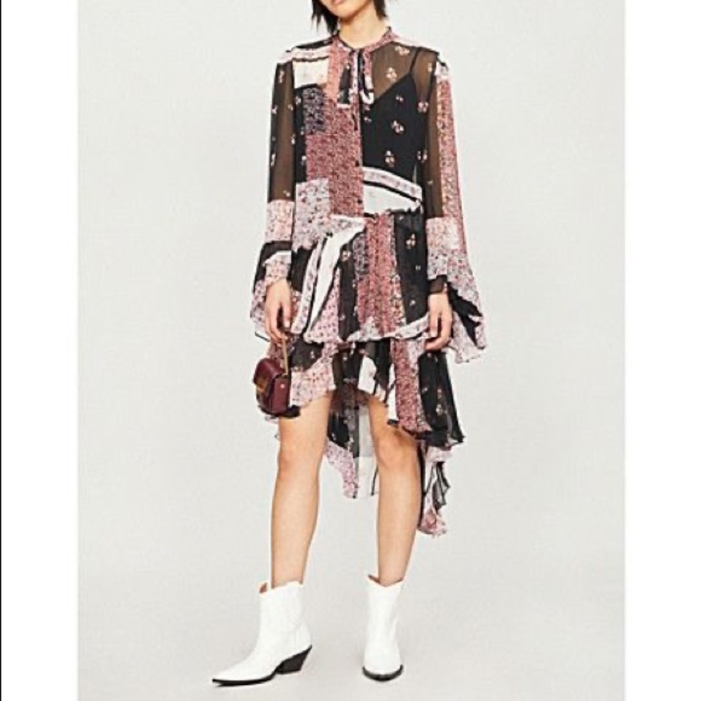 THE KOOPLES Boho Patchwork Asymmetrical Dress